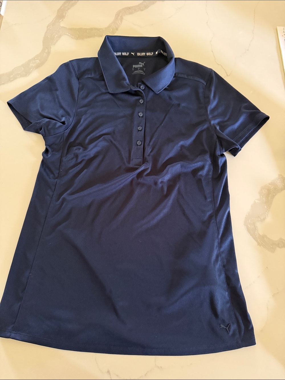 Puma Navy Blue Short-Sleeve Polo Performance Top
